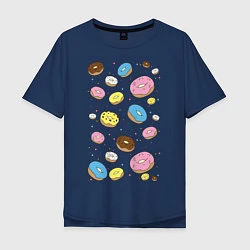 Футболка оверсайз мужская Пончики, цвет: тёмно-синий