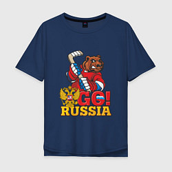 Футболка оверсайз мужская Hockey: Go Russia, цвет: тёмно-синий