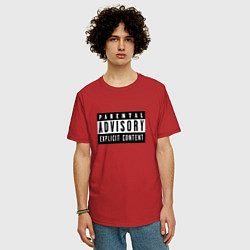 Футболка оверсайз мужская Parental Advisory, цвет: красный — фото 2