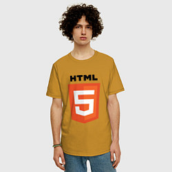 Футболка оверсайз мужская HTML5, цвет: горчичный — фото 2