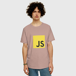 Футболка оверсайз мужская JS return true; (black), цвет: пыльно-розовый — фото 2