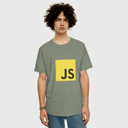 Футболка оверсайз мужская JS return true; (black), цвет: авокадо — фото 2