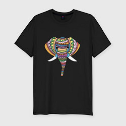 Мужская slim-футболка Расписная голова слона