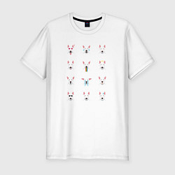 Футболка slim-fit 12 эмоций бультерьера, цвет: белый