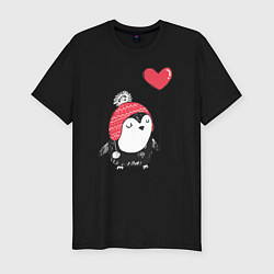 Мужская slim-футболка Пингвин-девочка с шариком