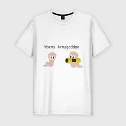 Мужская slim-футболка Worms armageddon