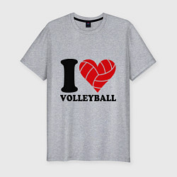 Мужская slim-футболка I love volleyball - Я люблю волейбол