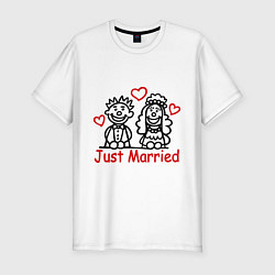 Футболка slim-fit Just married (Молодожены), цвет: белый