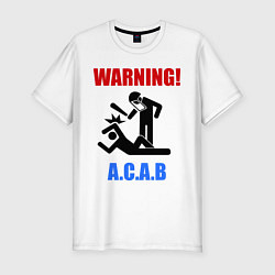 Футболка slim-fit Warning A.C.A.B, цвет: белый