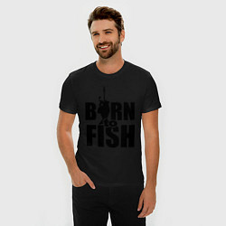 Футболка slim-fit Born to fish, цвет: черный — фото 2