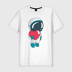 Футболка slim-fit Влюбленный космонавт, цвет: белый