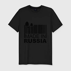 Футболка slim-fit Made in Russia штрихкод, цвет: черный