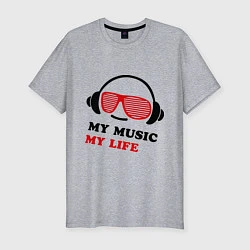 Мужская slim-футболка My music my life