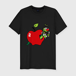 Мужская slim-футболка Яблочко с червячком