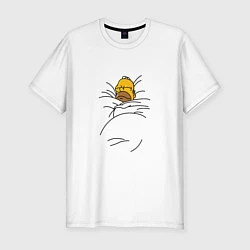 Мужская slim-футболка Спящий Гомер