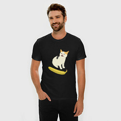 Футболка slim-fit Cat no banana meme, цвет: черный — фото 2