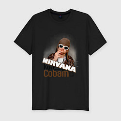 Мужская slim-футболка Kurt Cobain in glasses