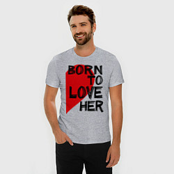 Футболка slim-fit Born to love her, цвет: меланж — фото 2