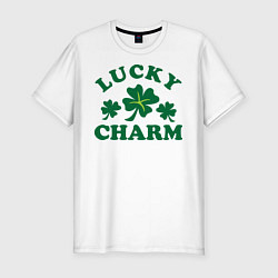Мужская slim-футболка Lucky charm - клевер