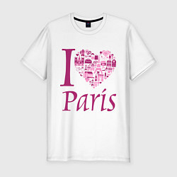 Футболка slim-fit I love Paris, цвет: белый