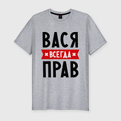 Футболка slim-fit Вася всегда прав, цвет: меланж