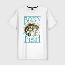 Футболка slim-fit Born to Fish, цвет: белый