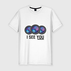 Футболка slim-fit I see you, цвет: белый