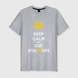 Мужская slim-футболка Keep Calm & Use Brazzers
