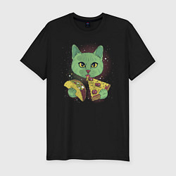 Мужская slim-футболка Кот в Космосе