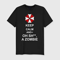 Мужская slim-футболка Keep Calm & Oh Sh**, A Zombie