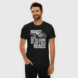 Футболка slim-fit We don't need roads, цвет: черный — фото 2