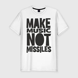 Футболка slim-fit Make Music Not Missiles, цвет: белый