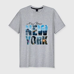 Мужская slim-футболка White New York