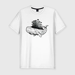 Мужская slim-футболка Whale forest
