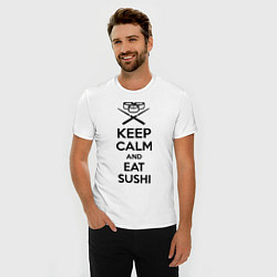 Футболка slim-fit Keep Calm & Eat Sushi, цвет: белый — фото 2