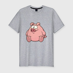 Мужская slim-футболка Свинка