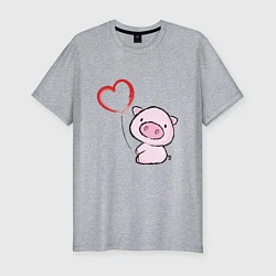Мужская slim-футболка Pig Love