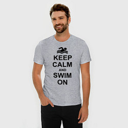 Футболка slim-fit Keep Calm & Swim On, цвет: меланж — фото 2