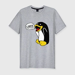 Мужская slim-футболка Пингвин: Linux