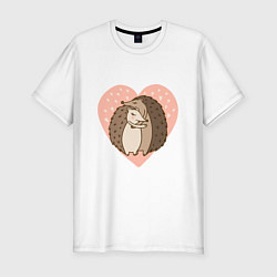 Мужская slim-футболка Влюбленные ёжики