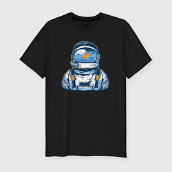 Мужская slim-футболка Космонавт-аквариум