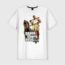 Футболка slim-fit GTA V: Man & Dog Dark, цвет: белый