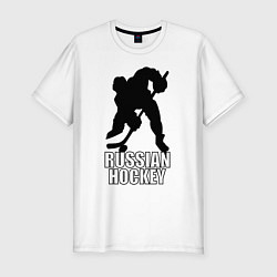 Футболка slim-fit Russian Black Hockey, цвет: белый