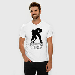 Футболка slim-fit Russian Black Hockey, цвет: белый — фото 2