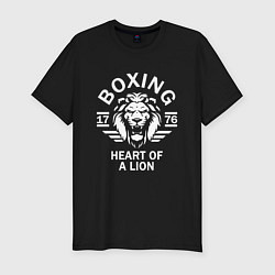Мужская slim-футболка Бокс - сердце льва