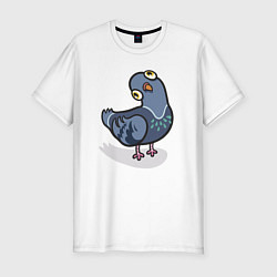 Мужская slim-футболка Удивленный голубь