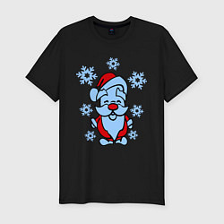 Мужская slim-футболка Дед Мороз в снегу