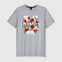 Мужская slim-футболка Love u forever flowers