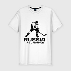 Мужская slim-футболка Russia: Hockey Champion