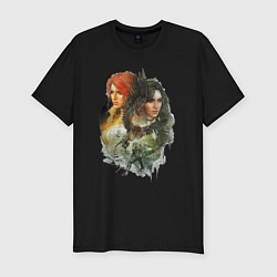 Мужская slim-футболка Ведьмак: Трис и Йеннифер